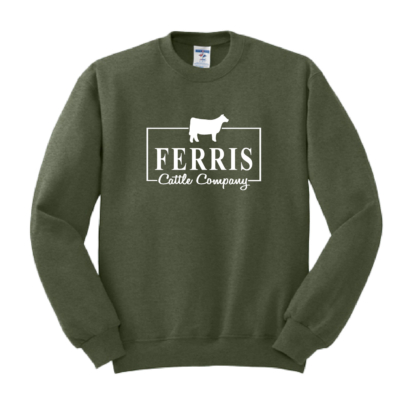 Ferris Cattle Company Official Merch Store - Cotton Crewneck - Heather Military Green