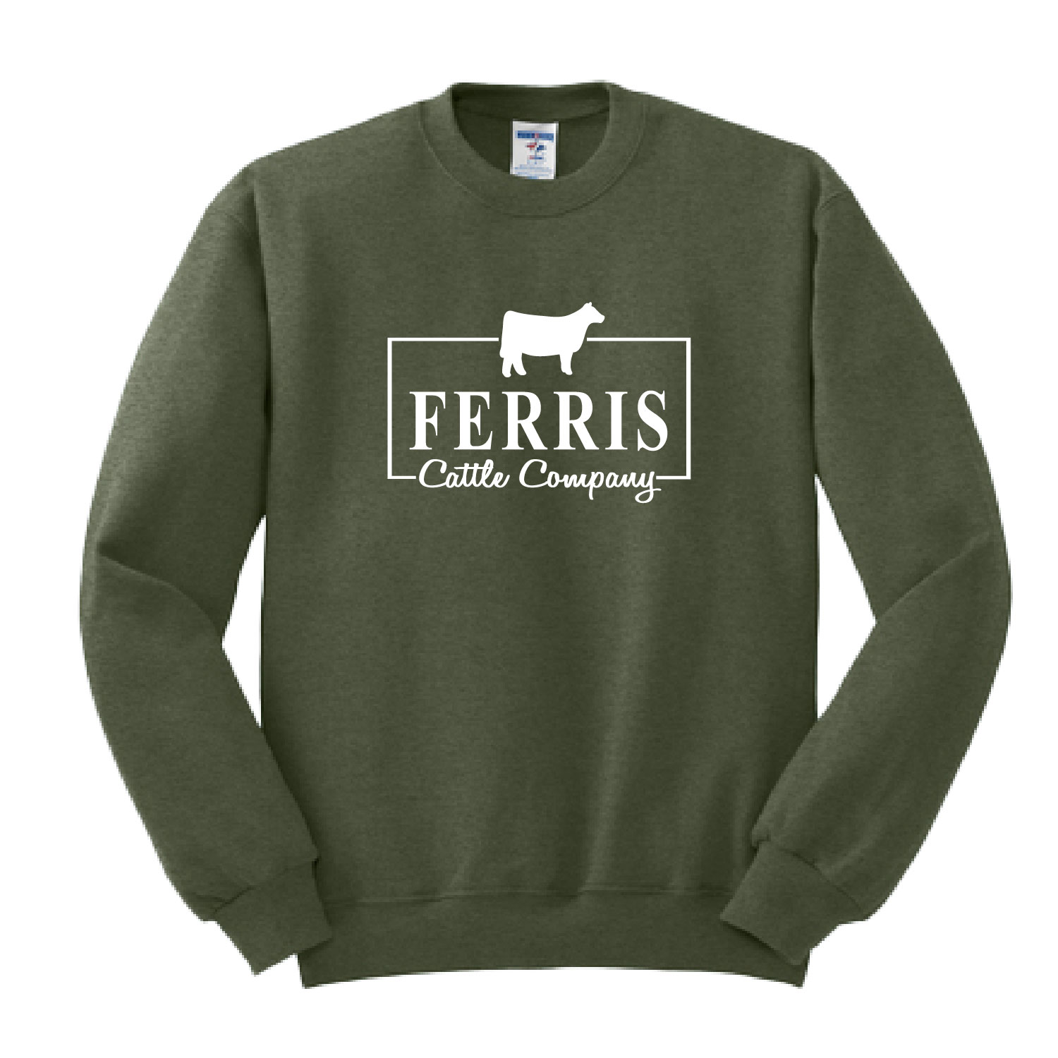 Ferris Cattle Company Official Merch Store – Cotton Crewneck – Heather Military Green product image
