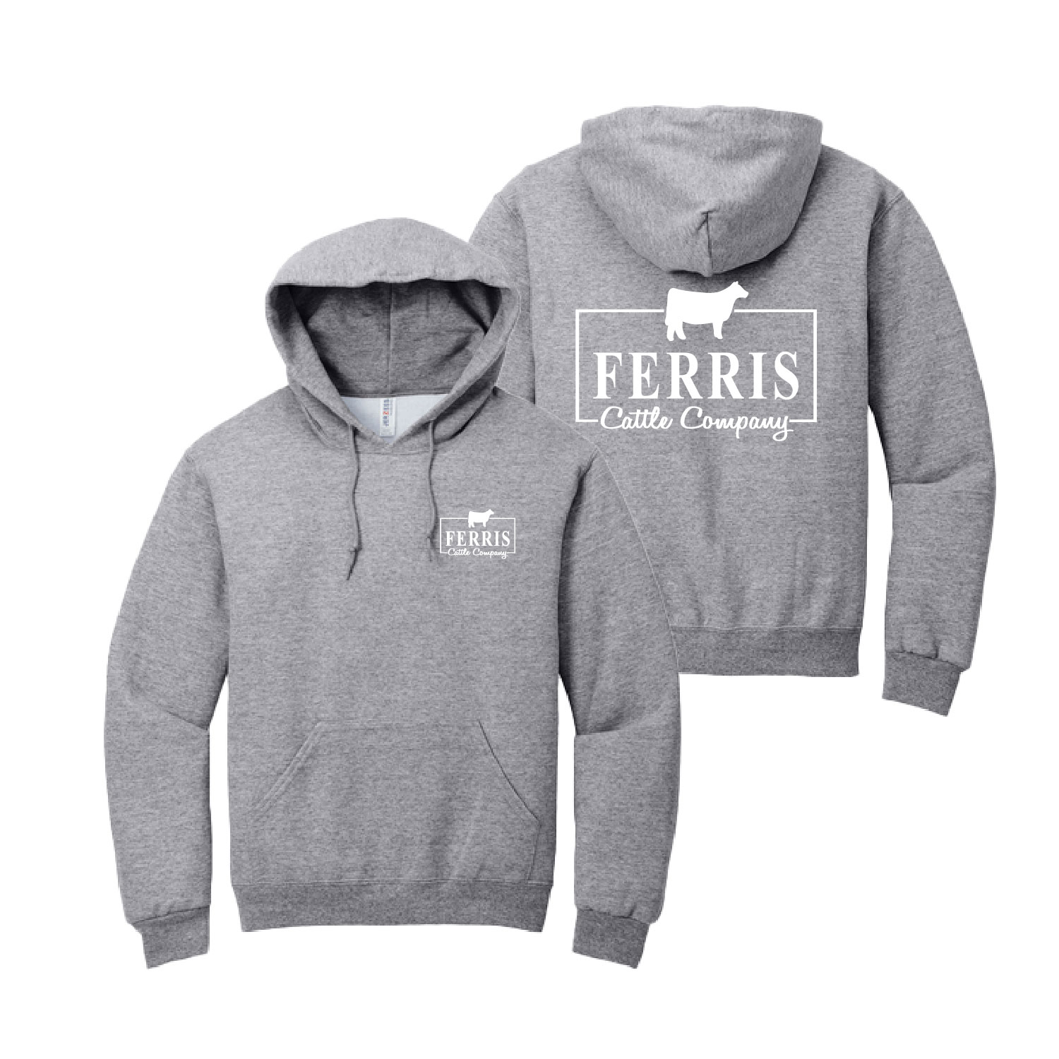 Ferris Cattle Company Official Merch Store - Cotton Hooded Sweatshirt - Athletic Heather - Image 2