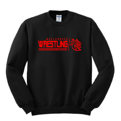 Maple Grove Wrestling – Cotton Crewneck Pullover – Black product image