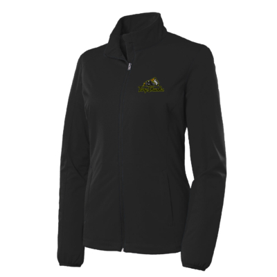 Jamestown Tarp Skunks -Ladies Soft Shell Jacket – Black EMBROIDERED product image