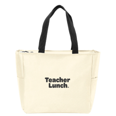 Teacher Lunch TM Official Merch Store: Essential Zip Tote – EMBROIDERED – Stone product image
