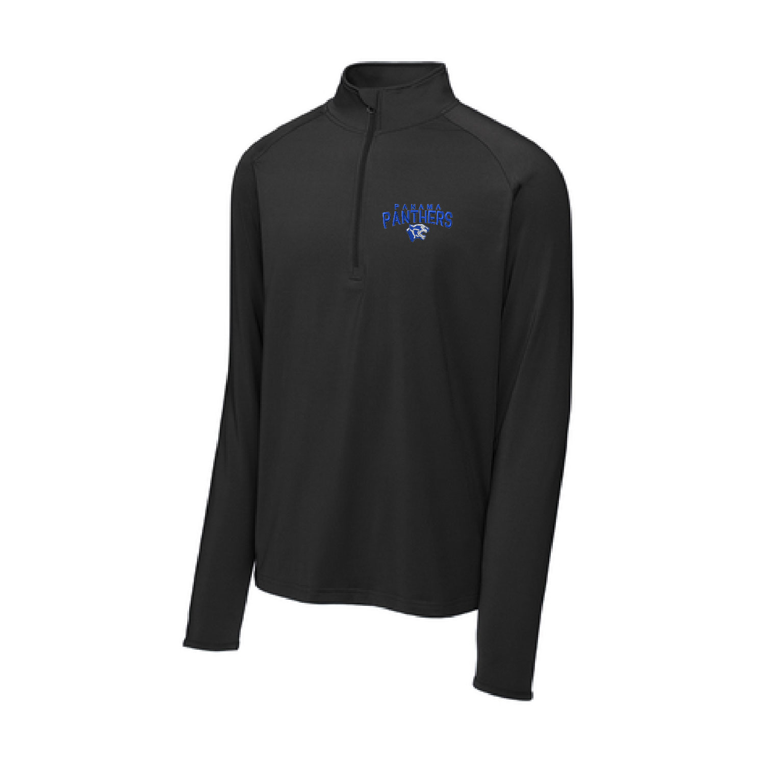 Panama Basketball – Poly/Spandex Quarter Zip – Black – EMBROIDERED product image
