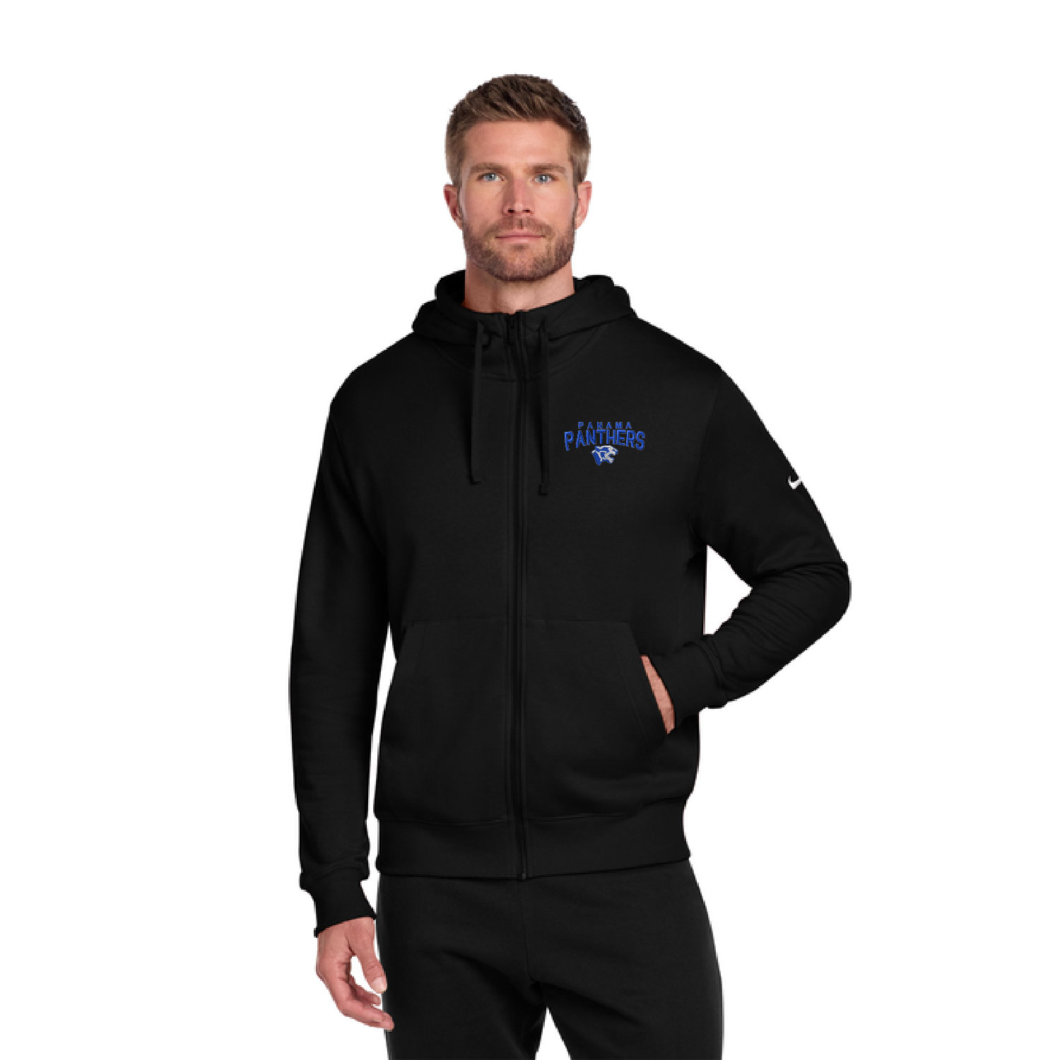 Panama Basketball – Nike Cotton Full Zip Sweatshirt – Black – EMBROIDERED product image