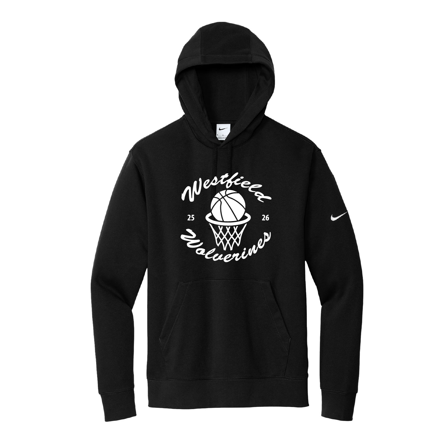 Westfield Basketball - NIKE Club Fleece Hooded Sweatshirt - Black - Image 2
