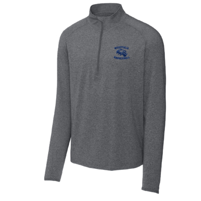 Westfield Basketball – Poly/Spandex Quarter Zip – EMBROIDERED – Charcoal Gray Heather product image