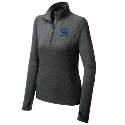 Westfield Basketball – Ladies Poly/Spandex Quarter Zip – EMBROIDERED – Charcoal Gray Heather product image