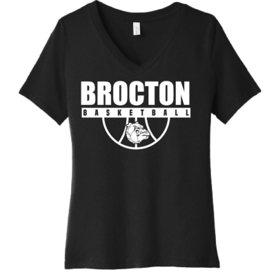 Brocton Basketball - Ladies V-Neck Short Sleeve Shirt - Black