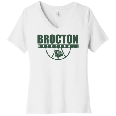 Brocton Basketball – Ladies V-Neck Short Sleeve Shirt – White product image