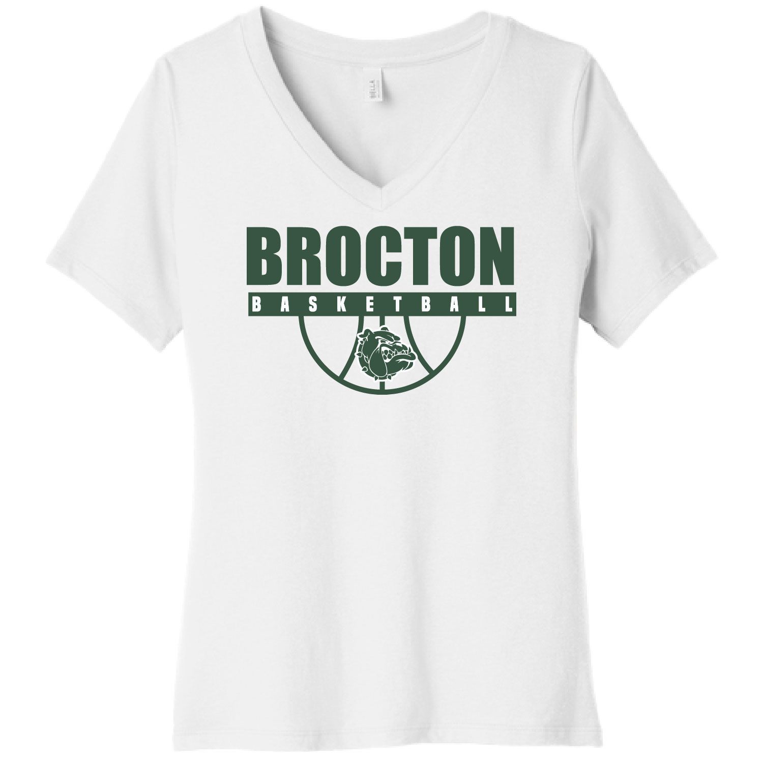 Brocton Basketball – Ladies V-Neck Short Sleeve Shirt – White product image