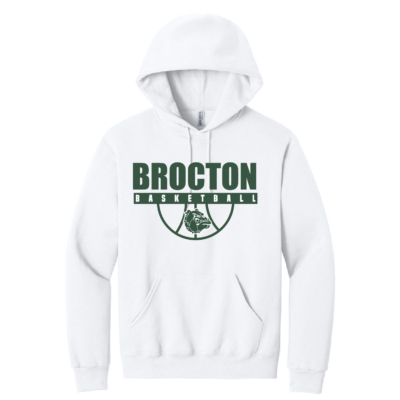 Brocton Basketball - Cotton Hooded Sweatshirt - White