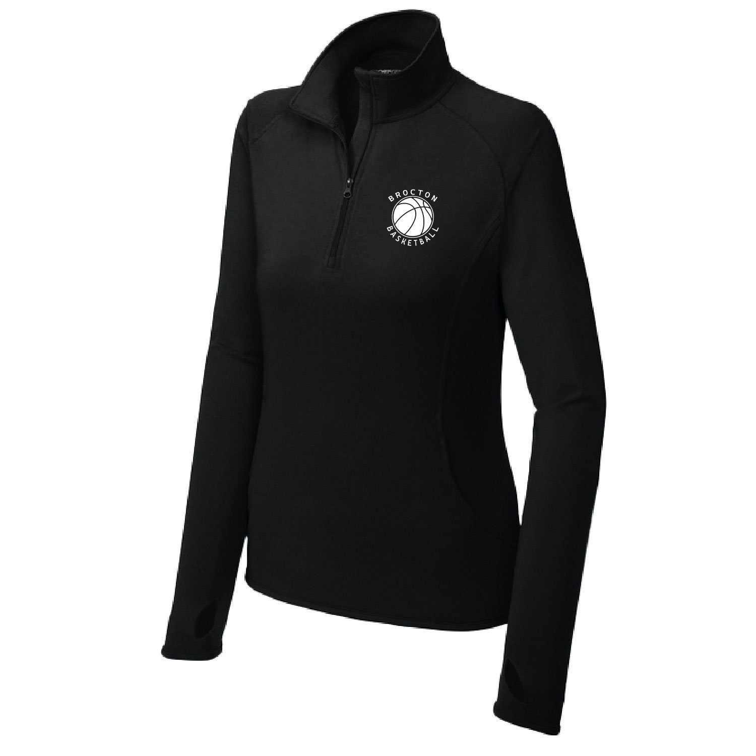 Brocton Basketball – Ladies Poly Quarter Zip – Embroidered – Black product image