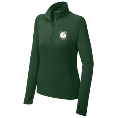 Brocton Basketball - Ladies Poly Quarter Zip - Embroidered - Forest Green