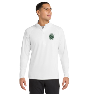 Brocton Basketball - Poly Quarter Zip - Embroidered - White