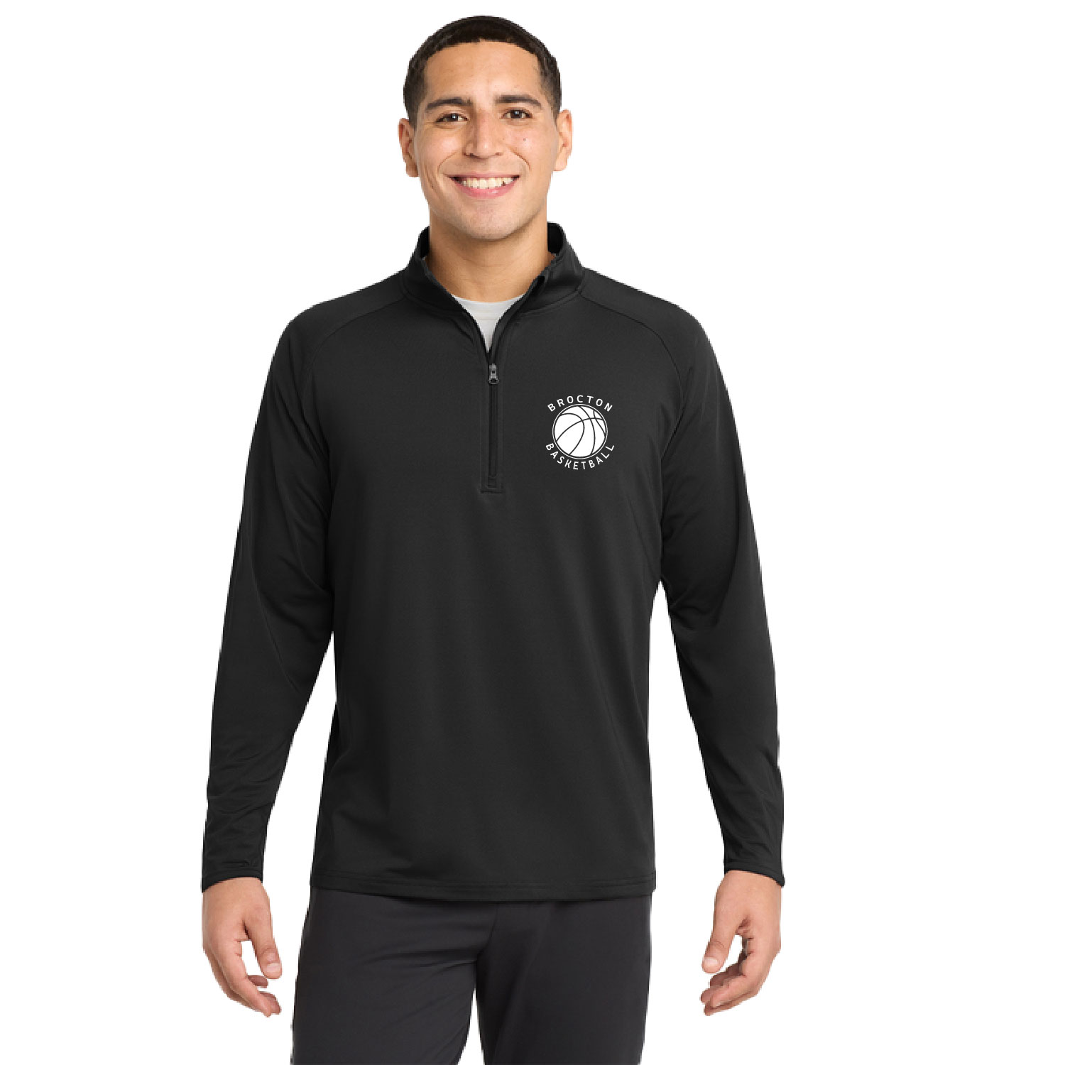 Brocton Basketball – Poly Quarter Zip – Embroidered – Black product image