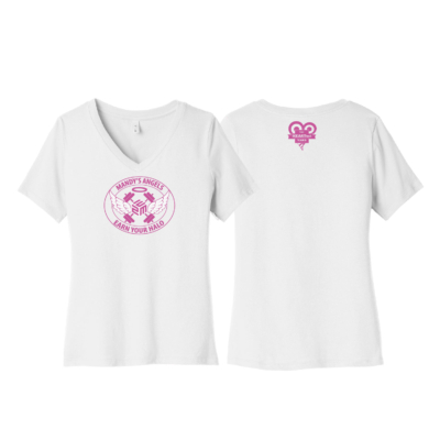 February Flash Sale Heartest Yard – Bella Ring Spun Ladies V-Neck Short Sleeve Shirt – White product image