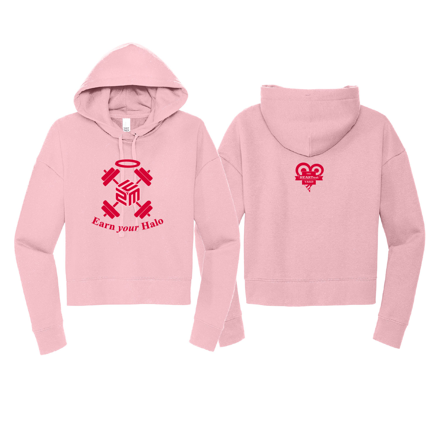 February Flash Sale Heartest Yard - Ladies Ring Spun Crop Hooded Sweatshirt - Pink - Image 2