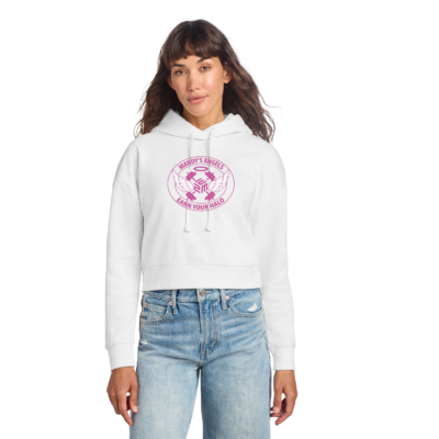 February Flash Sale Heartest Yard – Ladies Ring Spun Crop Hooded Sweatshirt – White product image