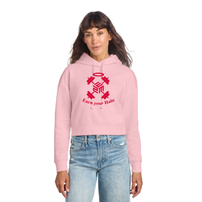 February Flash Sale Heartest Yard - Ladies Ring Spun Crop Hooded Sweatshirt - Pink