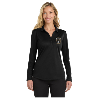 Chaut. Co. Forensic Team – Ladies Poly Long Sleeve Polo- Black -EMBROIDERED product image