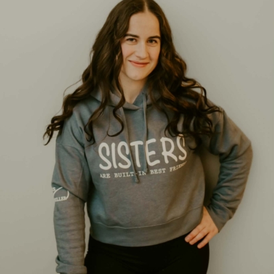 Official Miss Miller Merch - Ladies - Modest Crop - Fleece Hoodie - Flint Blue Heather