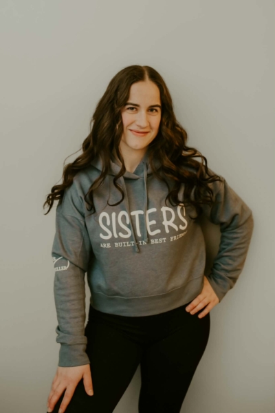Official Miss Miller Merch – Ladies – Modest Crop – Fleece Hoodie – Flint Blue Heather product image