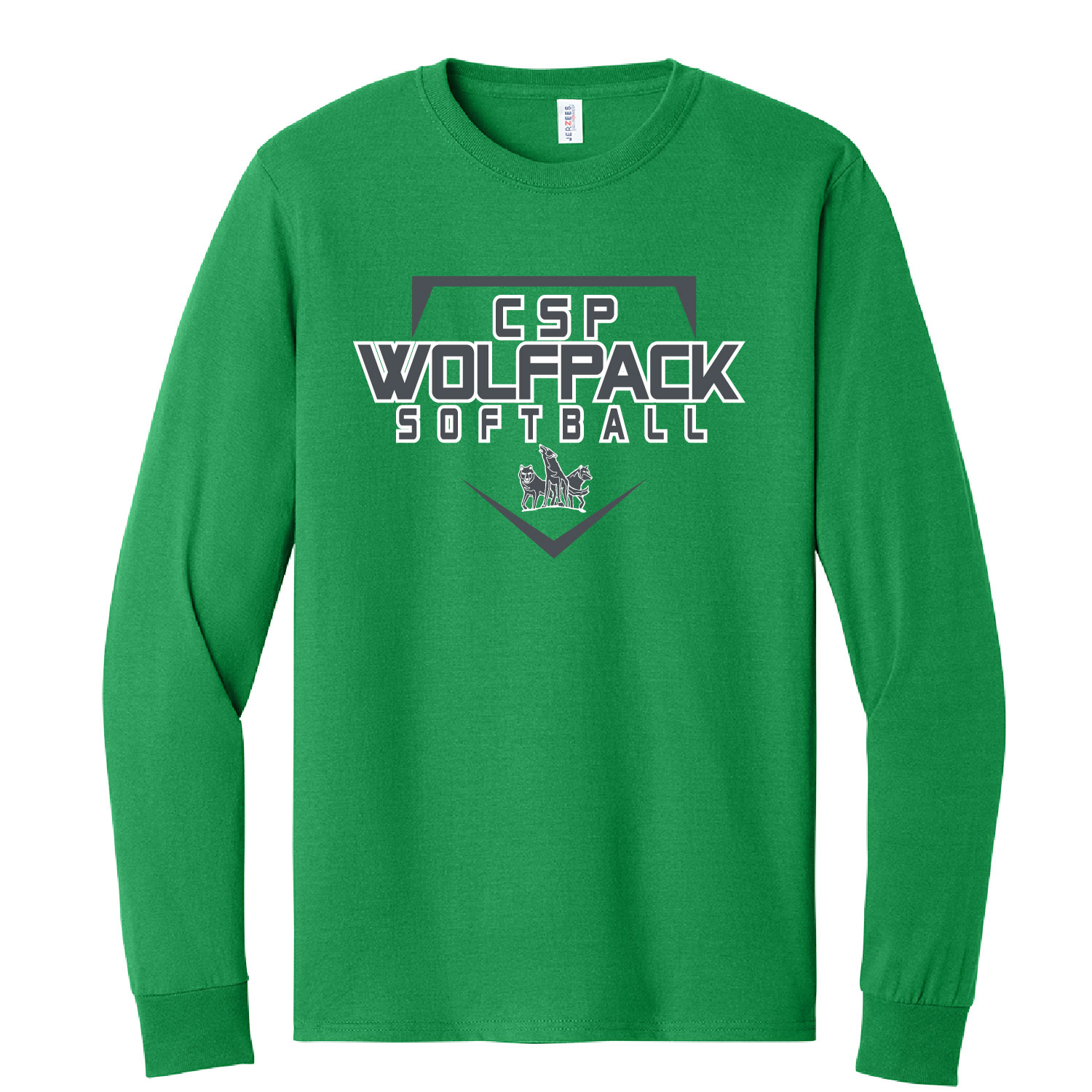 CSP Softball - Cotton Long Sleeve Shirt - Kelly - Image 2