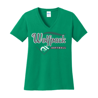 CSP Softball - Ladies Cotton V-Neck Short Sleeve Shirt - Kelly