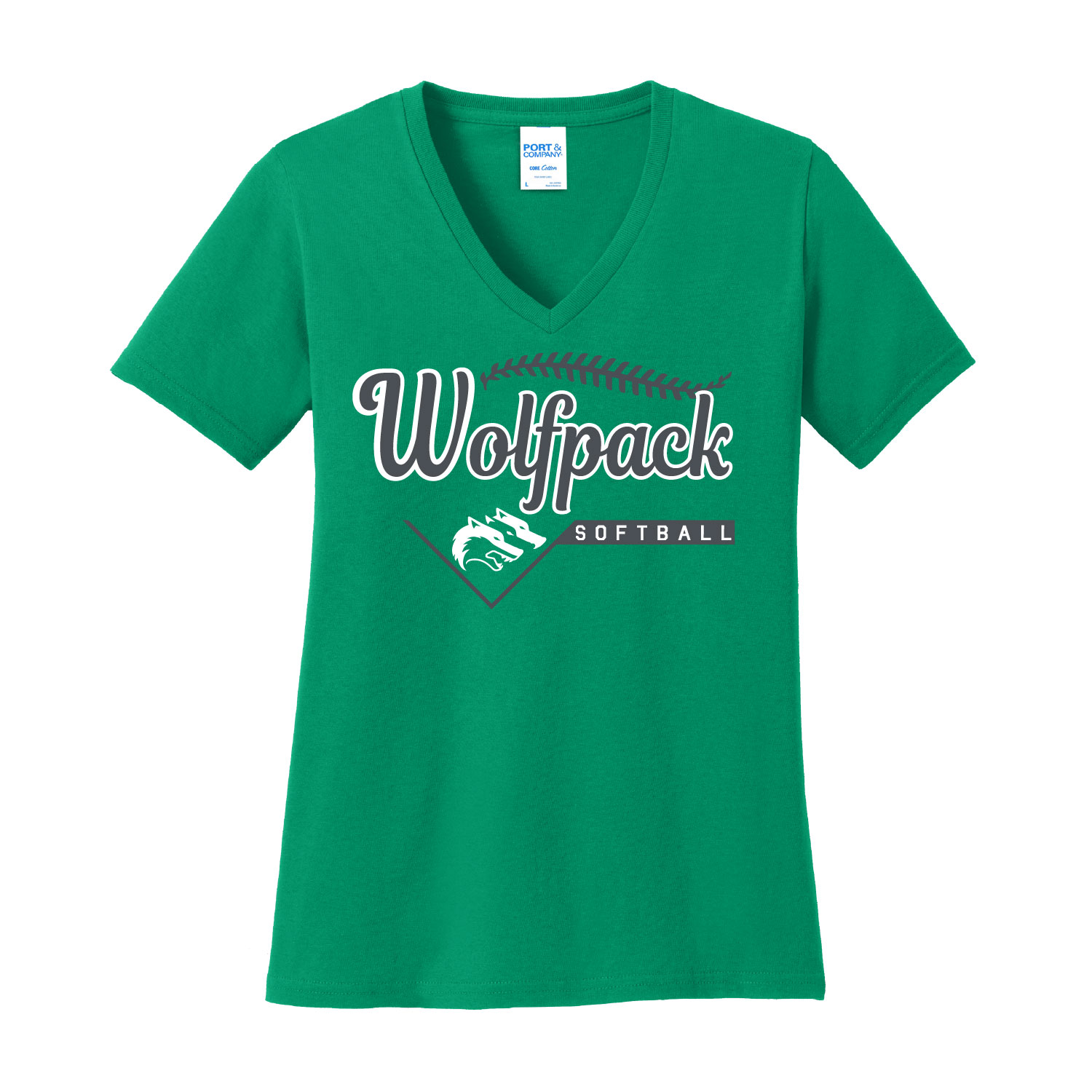 CSP Softball – Ladies Cotton V-Neck Short Sleeve Shirt – Kelly product image