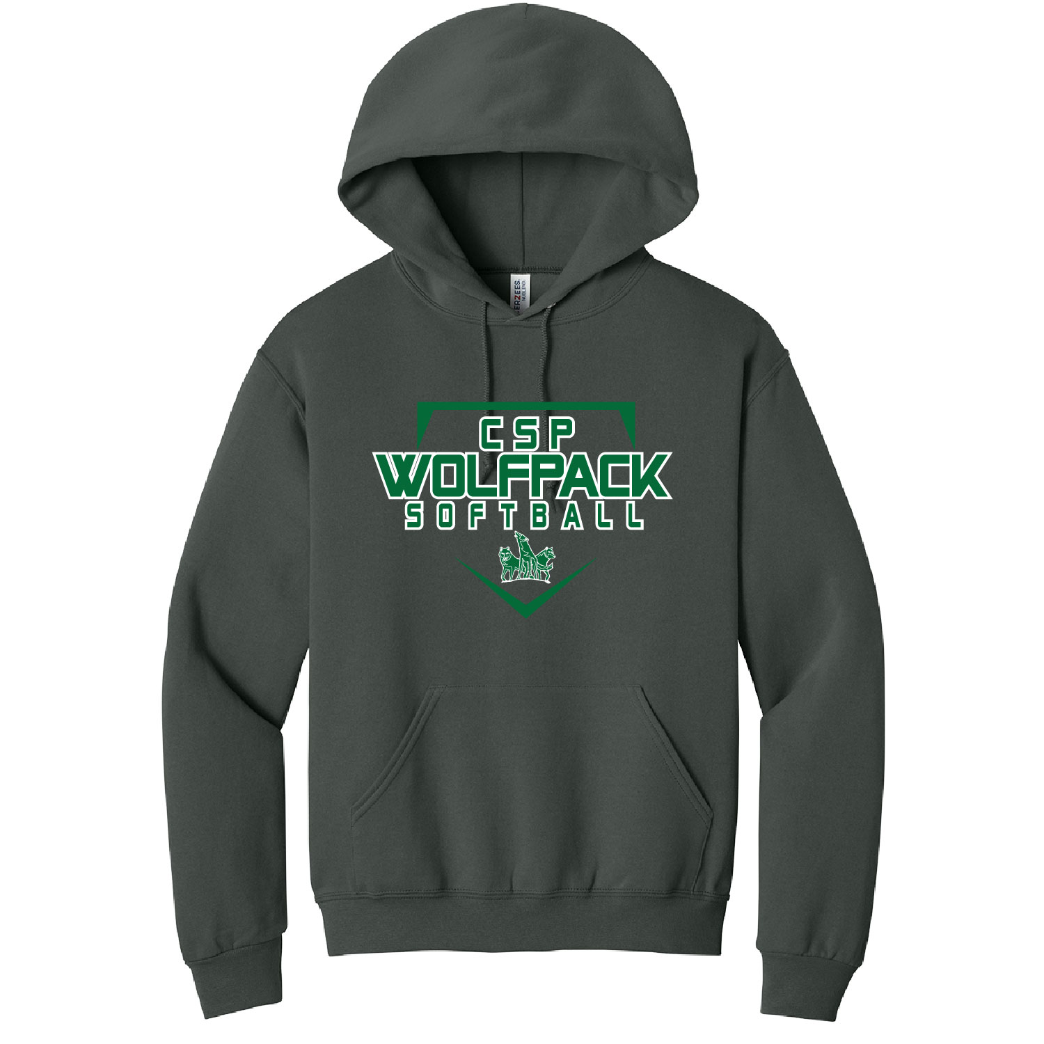 CSP Softball - Cotton Hooded Sweatshirt- Charcoal Grey - Image 2