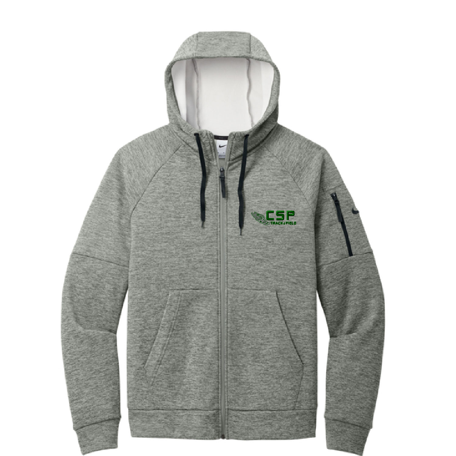 CSP Track & Field – Nike Full Zip Therma-FIT Men’s Hoodie – Dark Grey Heather – EMBROIDERED product image