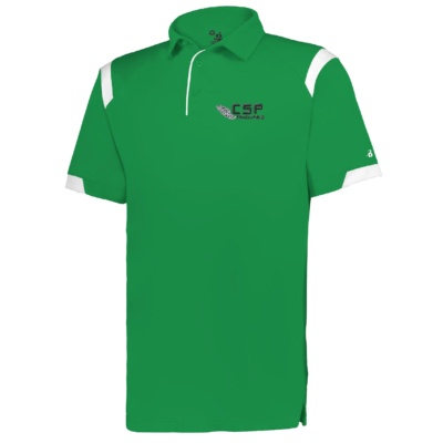 CSP Track & Field - COACHES SHIRTS -Poly Polo Men's Kelly/White - White - EMBROIDERED