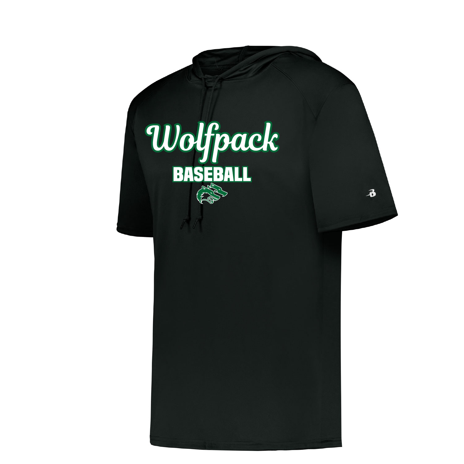 CSP Baseball -B-Core Short Sleeve Hoodie - Black - Image 2