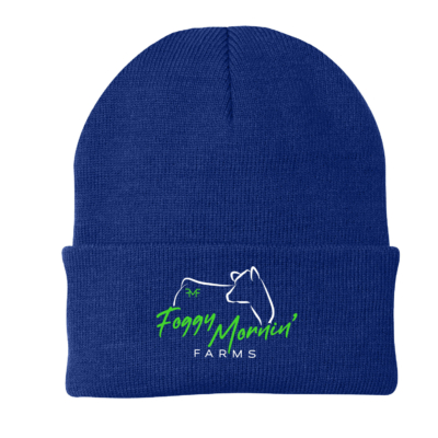 Foggy Mornin’ Farms- Knit Cuffed Beanie – Royal – Embroidered product image