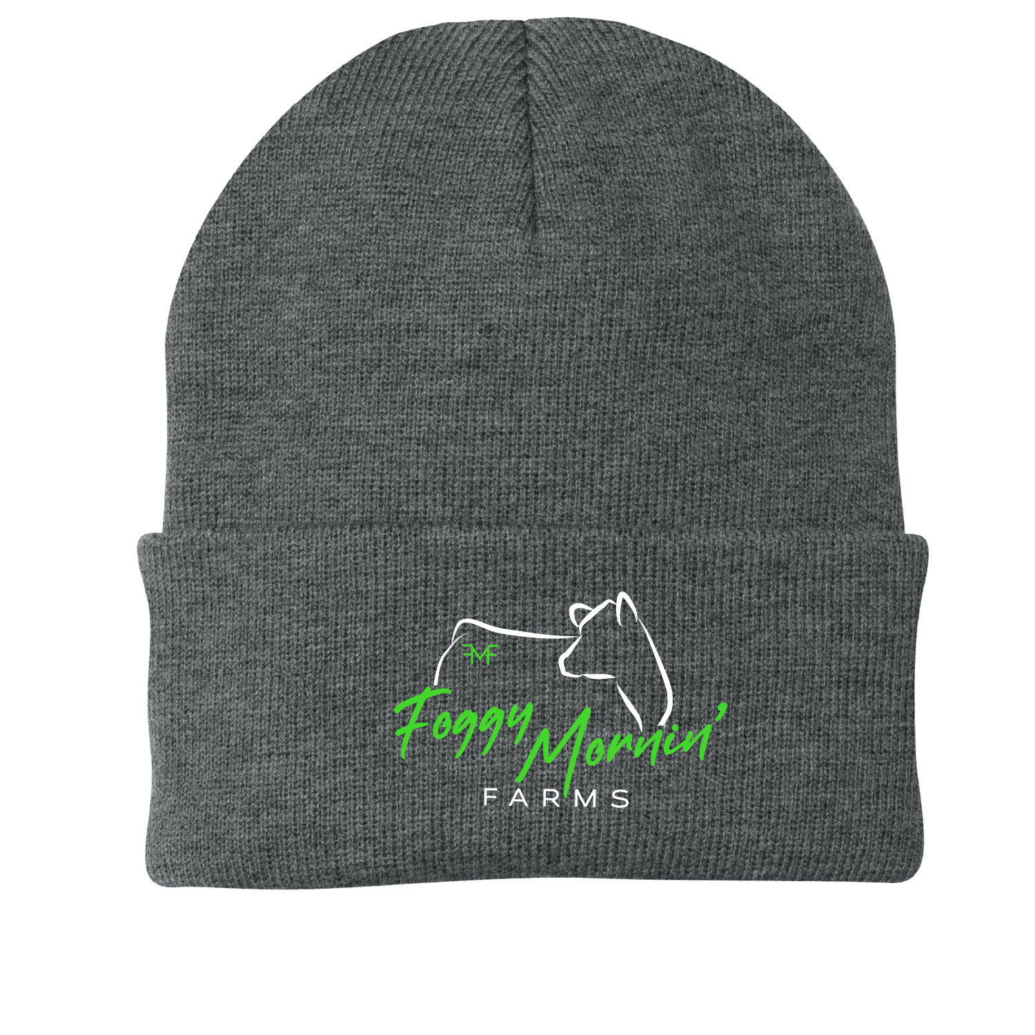 Foggy Mornin’ Farms- Knit Cuffed Beanie – Oxford – Embroidered product image