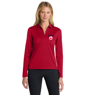 ZAXBYS Above Store Merch – Ladies Nike Dri-Fit Micro Pique Long Sleeve Polo- Embroidered product image