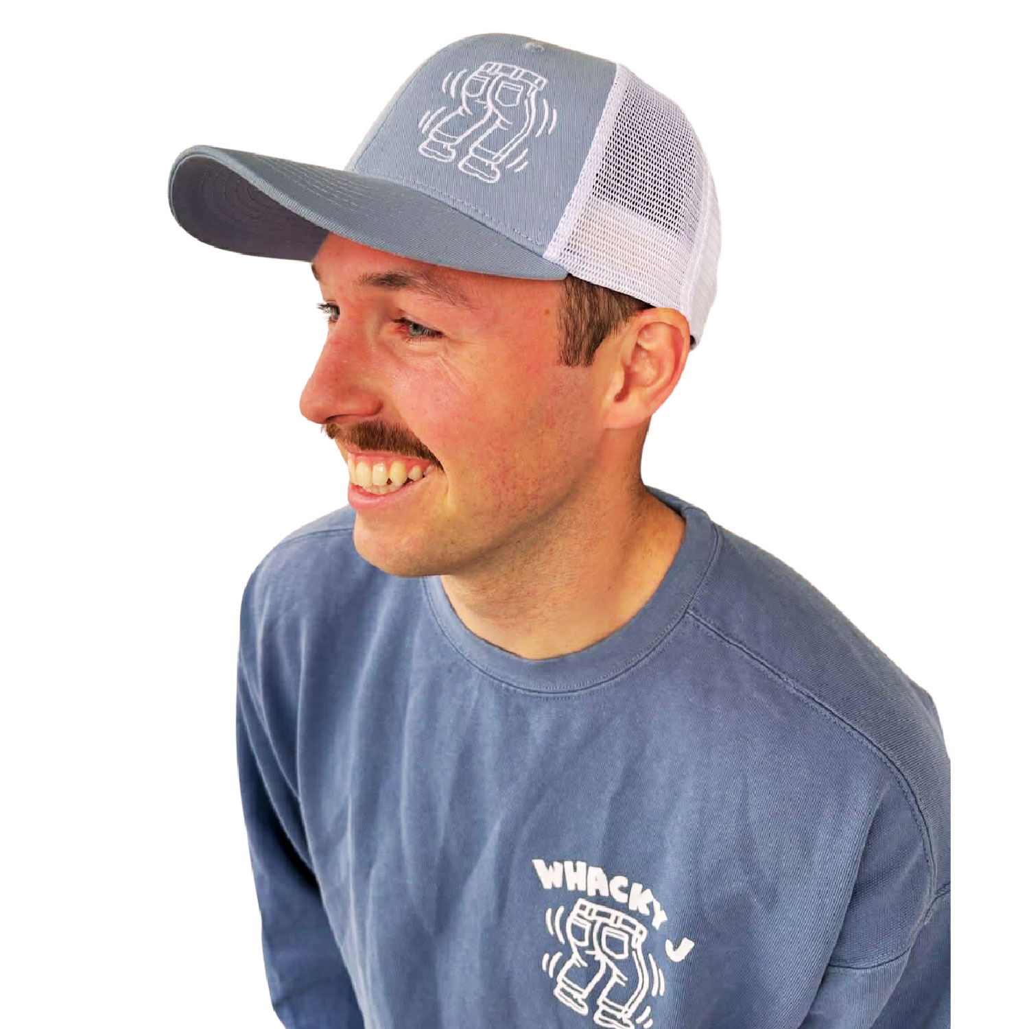 Official Whacky Jack Merch – Sportsman Traditional Lo Pro Mesh Back Trucker Cap – Sky Blue / White – Embroidered product image
