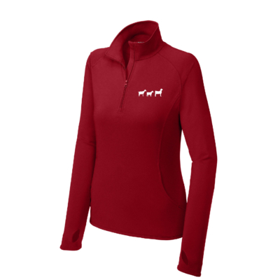 4H Goat Project – Ladies Quarter zip Pullover – Red – EMBROIDERED product image