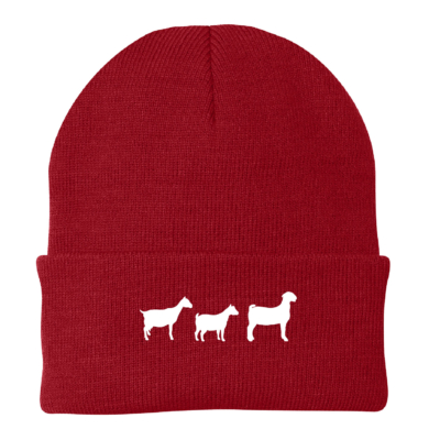 4H Goat Project – Cuffed Beanie – Red- EMBROIDERED product image