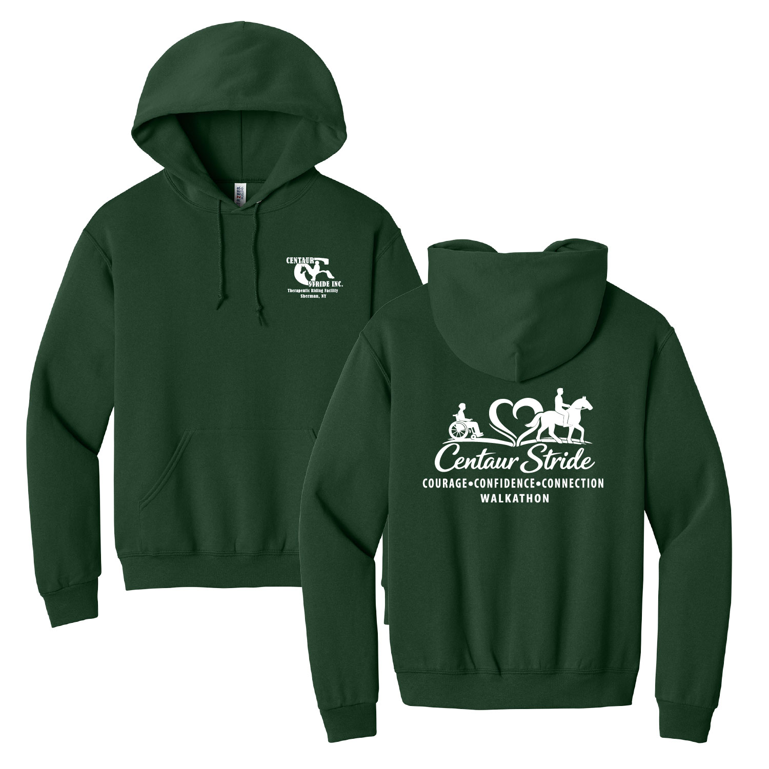 Centaur Stride Walkathon - Cotton Hooded Sweatshirt- Forest Green