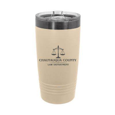 Chautauqua County Law Department – Laser Engraved 20 OZ Tumbler Warm Sand/Ghost Black With Slider Lid product image