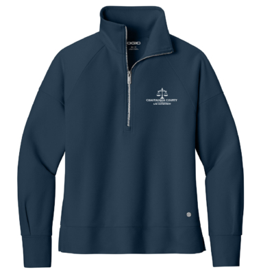 Chautauqua County Law Department – Ladies Casual 1/2 Zip – River Blue Navy – Printed product image
