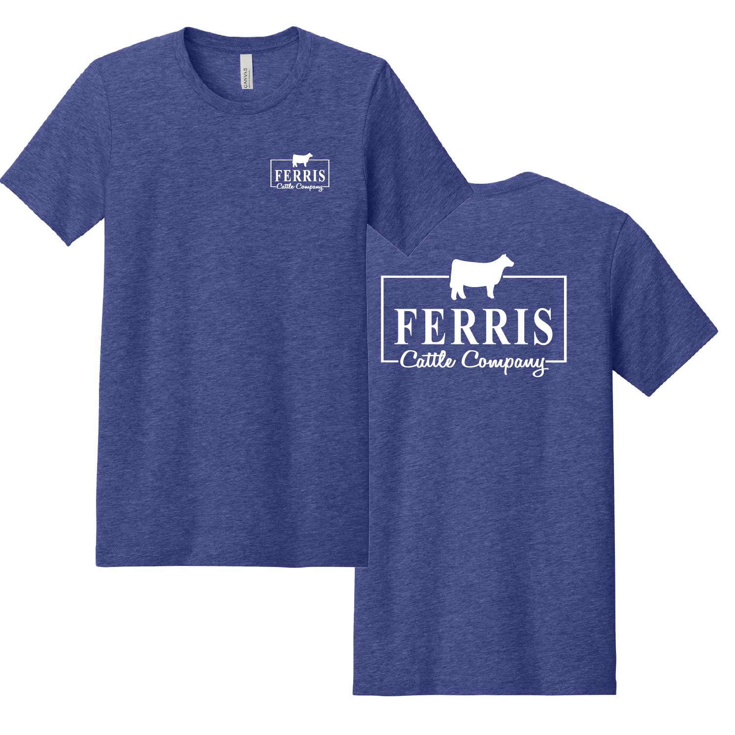 Ferris Cattle Company Official Merch Store - Heathered Short Sleeve Shirt - Heather Lapis - Image 3