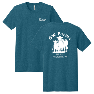 GW Farms – Bella Tri Blend Cotton T-Shirt – Heather Deep Teal – White Print product image