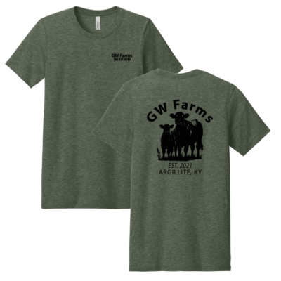 GW Farms – Bella Tri Blend Cotton T-Shirt – Heather Military Green – Black Print product image