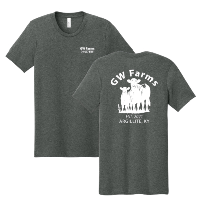 GW Farms – Bella Tri Blend Cotton T-Shirt – Deep Heather – White Print product image