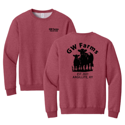 GW Farms – Cotton Crewneck Pullover – Vintage Heather Red – Black Print product image