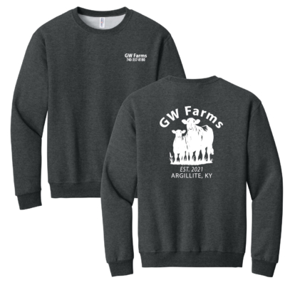 GW Farms – Cotton Crewneck Pullover – Black Heather – White Print product image
