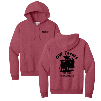 GW Farms – Cotton Hooded Sweatshirt – Vintage Heather Red – Black Print product image