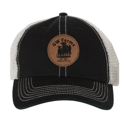 GW Farms – Unstructured snapback garment washed Trawler Cap – LASER ENGRAVED PATCH – Black/Stone product image